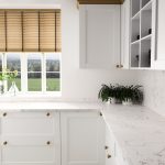kitchen worktop in quartz White-Arabescato